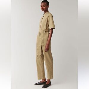 COS Tan Short-Sleeved Cotton-Mix Jumpsuit Size 12